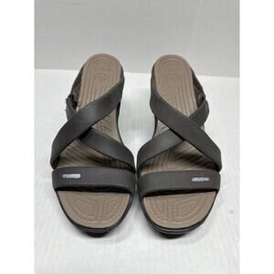Crocs Cyprus IV‎ Heel Sandals Womens Espresso/Mushroom Shoes 14558 Size 9